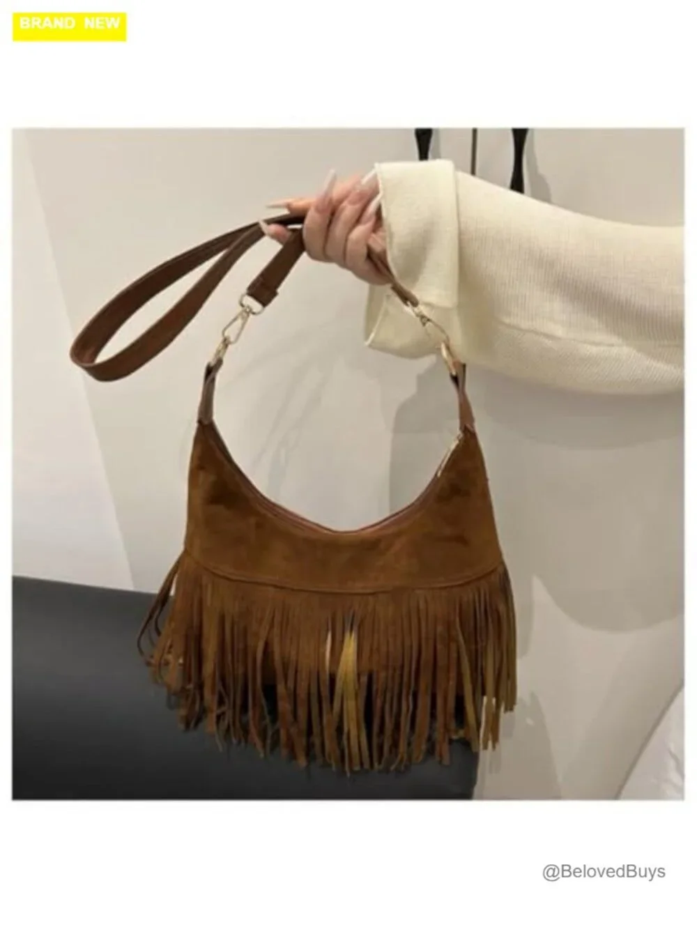 Fringe Hobo Bag Western Purse Shoulder Bag Vegan Suede Tassel Hippie Crossbody